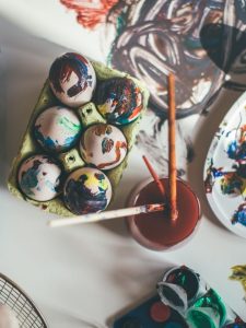 messy process art easter egg painting