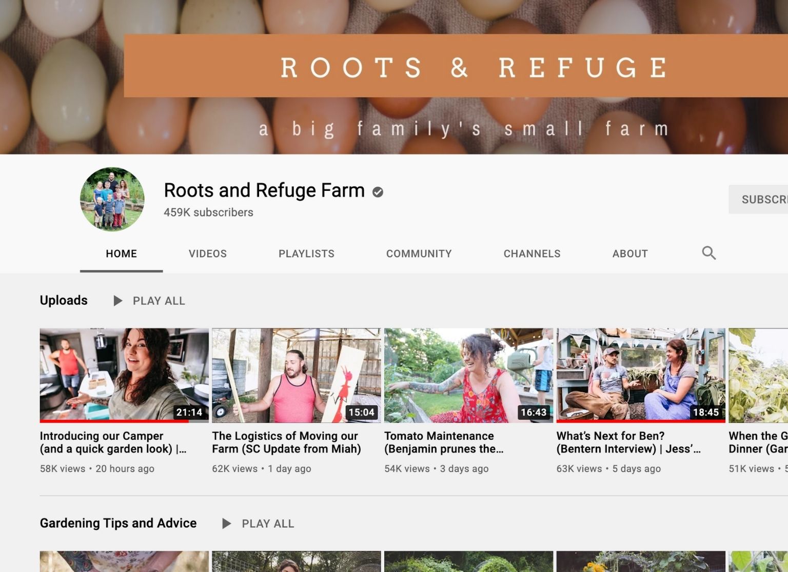 gardening and simple living youtube channel